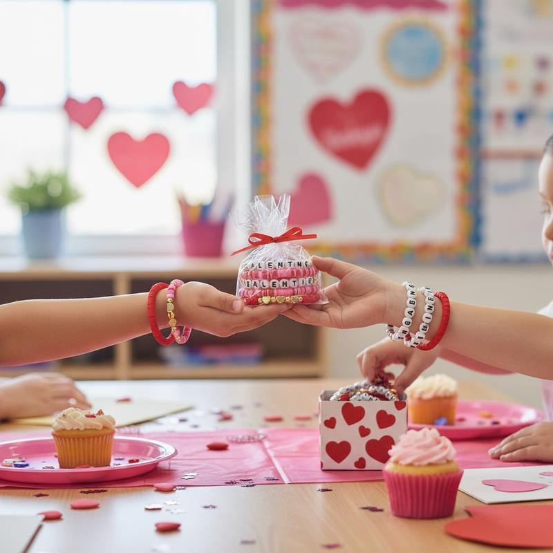 24Pcs Galentines Bracelets Bulk for Girl Women Galentine Gang Friendship Bracelets Galentine Squad Letter Heart Polymer Clay Beaded Bracelets Gift for Classmates Family Friend for Valentine Classroom Exchange Party Favors Non Candy Goody Bag
