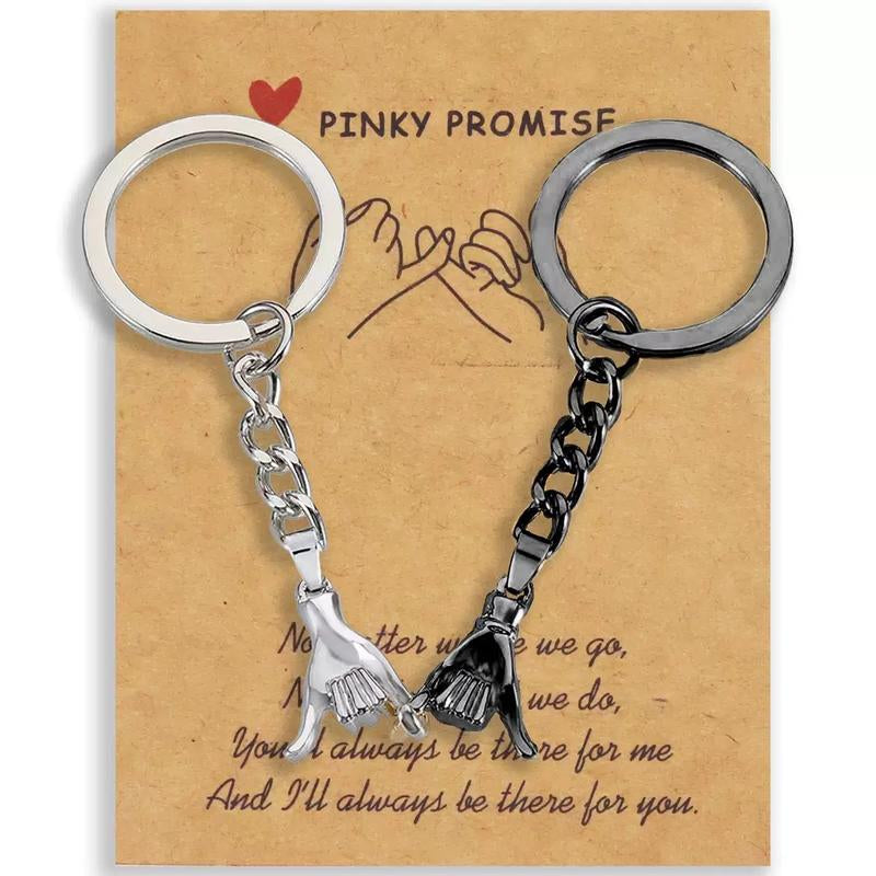 2Pcs Pinky Promise Gift Matching Couple Gifts Valentines Day Gifts for Him Her Boyfriend Girlfriend Best Friend Matching Keychains for Couples Wife Husband Birthday Gifts